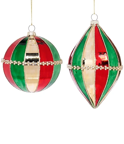 Mark Roberts Holiday Collection 6-Piece Assorted Striped Jewel Ornament Box Set