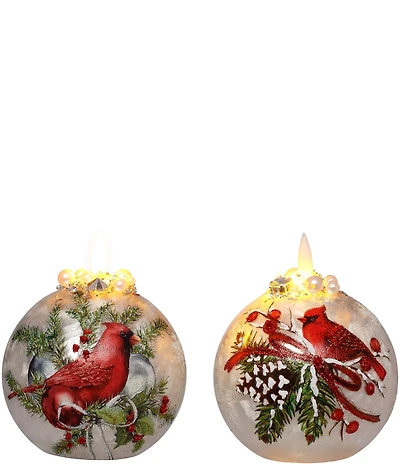 Mark Roberts Holiday Collection 6-Piece Assortment Cardinal Berry Decor Lighted Glass Ornaments