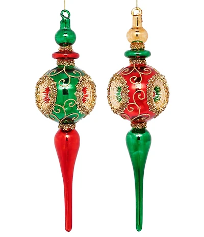 Mark Roberts Holiday Collection 6-Piece Assortment Christmas Swirl Finial Ornament Set