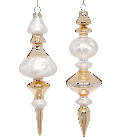 Mark Roberts Holiday Collection 6-Piece Assortment Elegant Finial Hanging Boxed Ornament Set