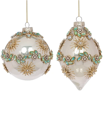 Mark Roberts Holiday Collection 6-Piece Assortment Floral Jeweled Hanging Boxed Ornament Set