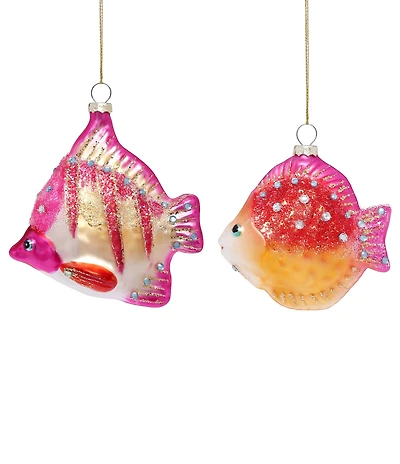 Mark Roberts Holiday Collection 6-Piece Assortment Glittered Fish Glass Ornament Set