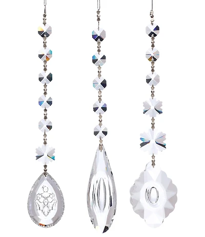 Mark Roberts Holiday Collection 6-Piece Assortment Jewel Clear Crystal Drop Hanging Ornament Set