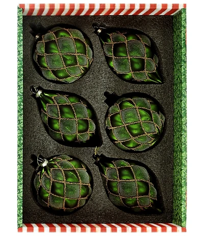Mark Roberts Holiday Collection 6-Piece Assortment Quilted Hanging Boxed Ornament Set