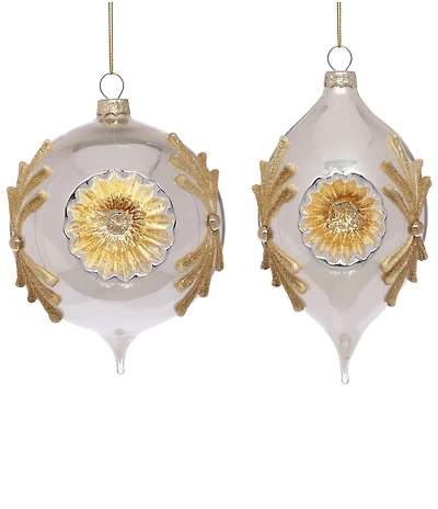 Mark Roberts Holiday Collection -Piece Assortment Silver Scrolled Reflector Hanging Boxed Ornament Set