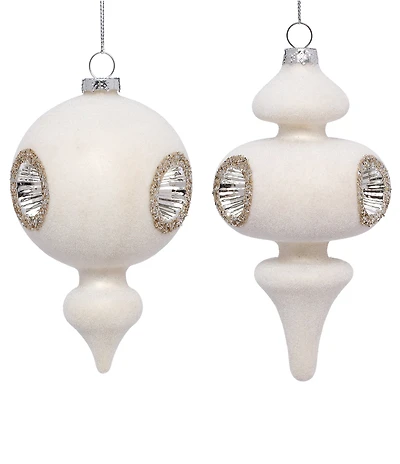 Mark Roberts Holiday Collection 6-Piece Assortment Silver Sparkle Finial Hanging Boxed Ornament Set