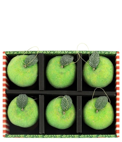 Mark Roberts Holiday Collection 6-Piece Frosted Apple Hanging Boxed Ornament Set