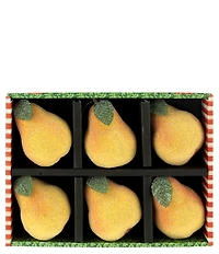 Mark Roberts Holiday Collection 6-Piece Frosted Pear Hanging Boxed Ornament Set