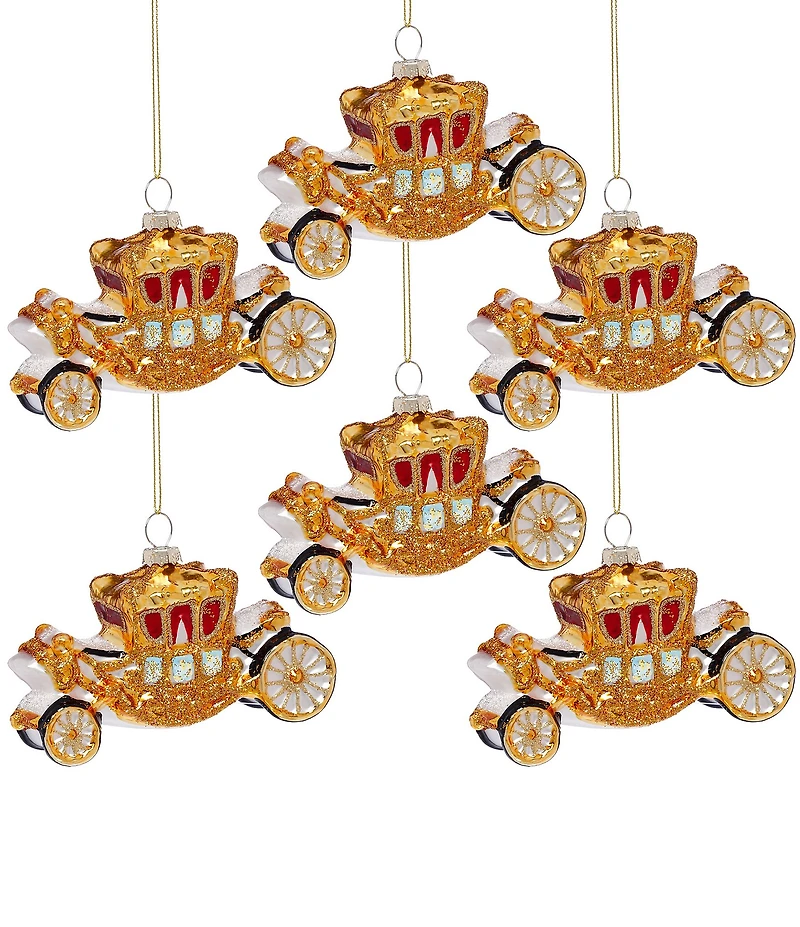 Mark Roberts Holiday Collection 6-Piece Gold Carriage Ornament Glass Set