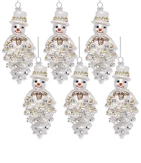Mark Roberts Holiday Collection 6-Piece Shiny Snowman With Hat Ornament Glass Set