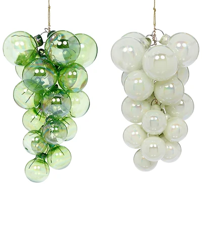 Mark Roberts Holiday Collection Assorted Pearl Grape Cluster Glass Hanging Ornament, Set of 6