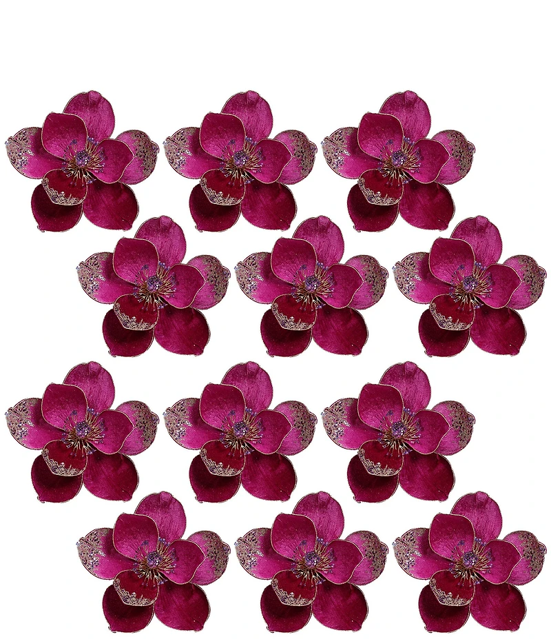 Mark Roberts Holiday Collection Elegant Glitter Magnolia Pick Set Of 12
