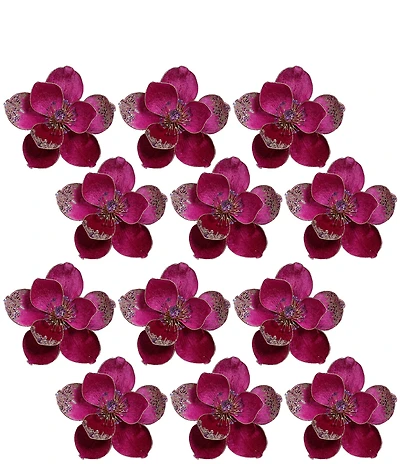 Mark Roberts Holiday Collection Elegant Glitter Magnolia Pick Set Of 12