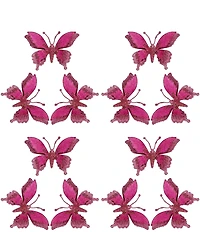 Mark Roberts Holiday Collection Fuchsia Glitter Fantasy Butterfly Clip Set Of 12