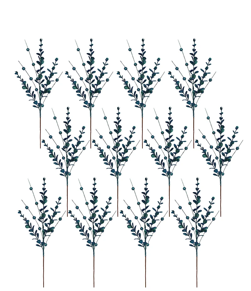 Mark Roberts Holiday Collection Glitter Leaf Berry Spray Pick, Set of 12