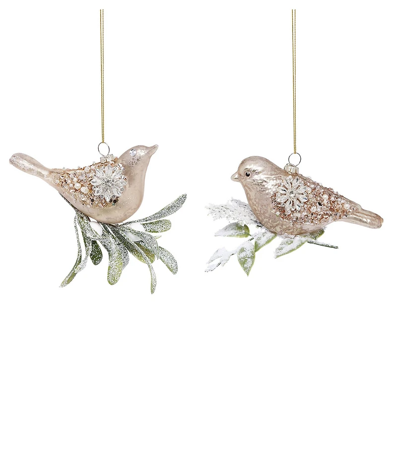 Mark Roberts Holiday Collection Glittered Bird Hanging Ornament, Set of 6