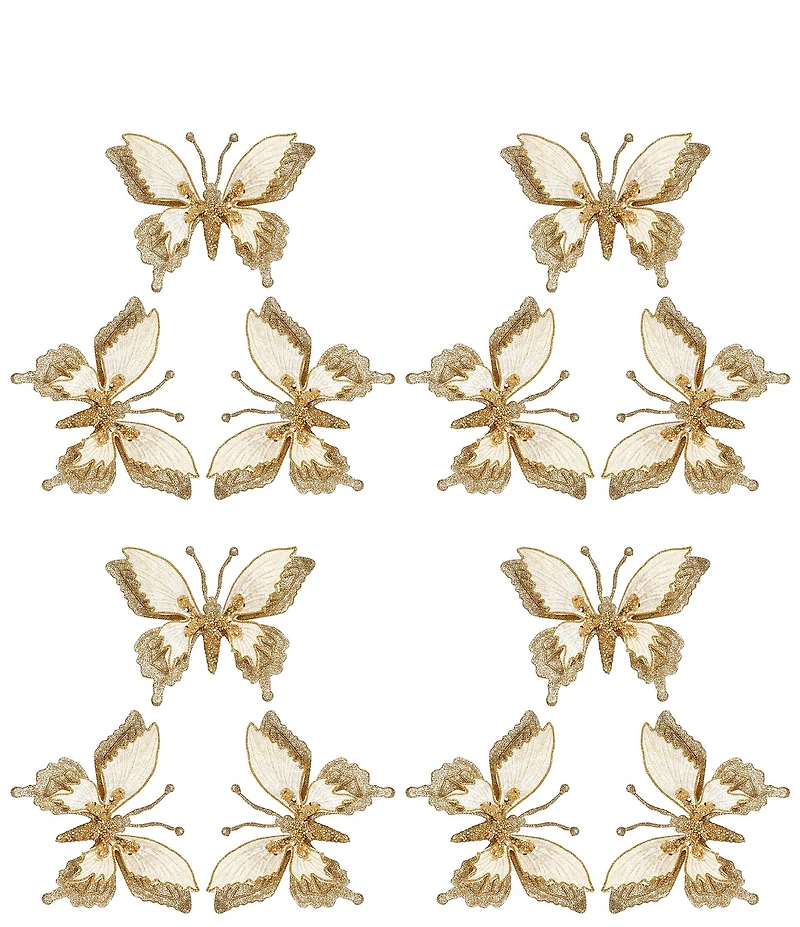 Mark Roberts Holiday Collection Gold Glitter Fantasy Butterfly Clip Set Of 12