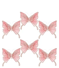 Mark Roberts Holiday Collection Pink Festive Butterfly Clip Set Of 6
