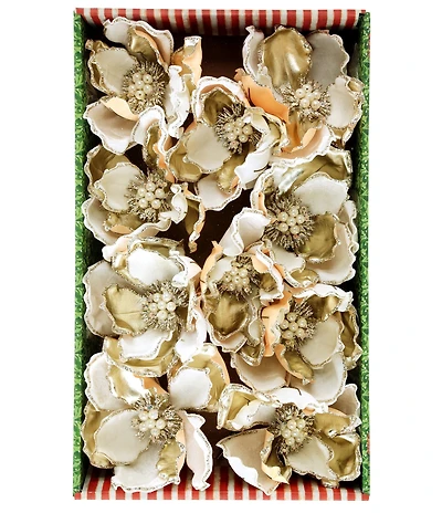 Mark Roberts Holiday Collection Sparkling Magnolia Bloom White Clip, Box of 12