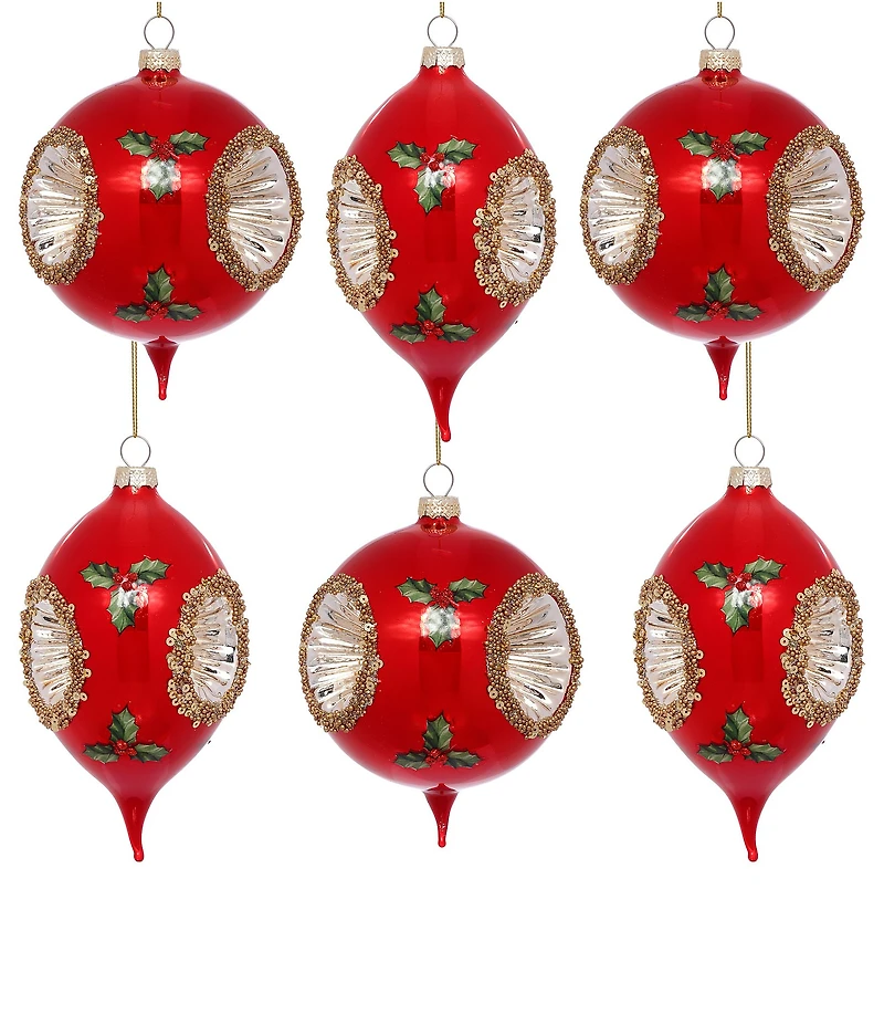 Mark Roberts Holly Gold Sparkle Ornament, Box of 6