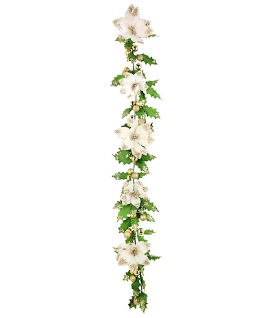 Mark Roberts Holly Leaf With Ball and Poinsettia Garland, Set of 2