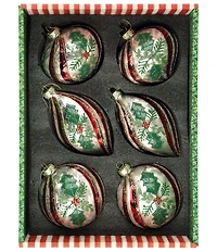 Mark Roberts Holly Stripe Ornament Box of 6