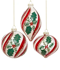 Mark Roberts Holly Stripe Ornament Box of 6