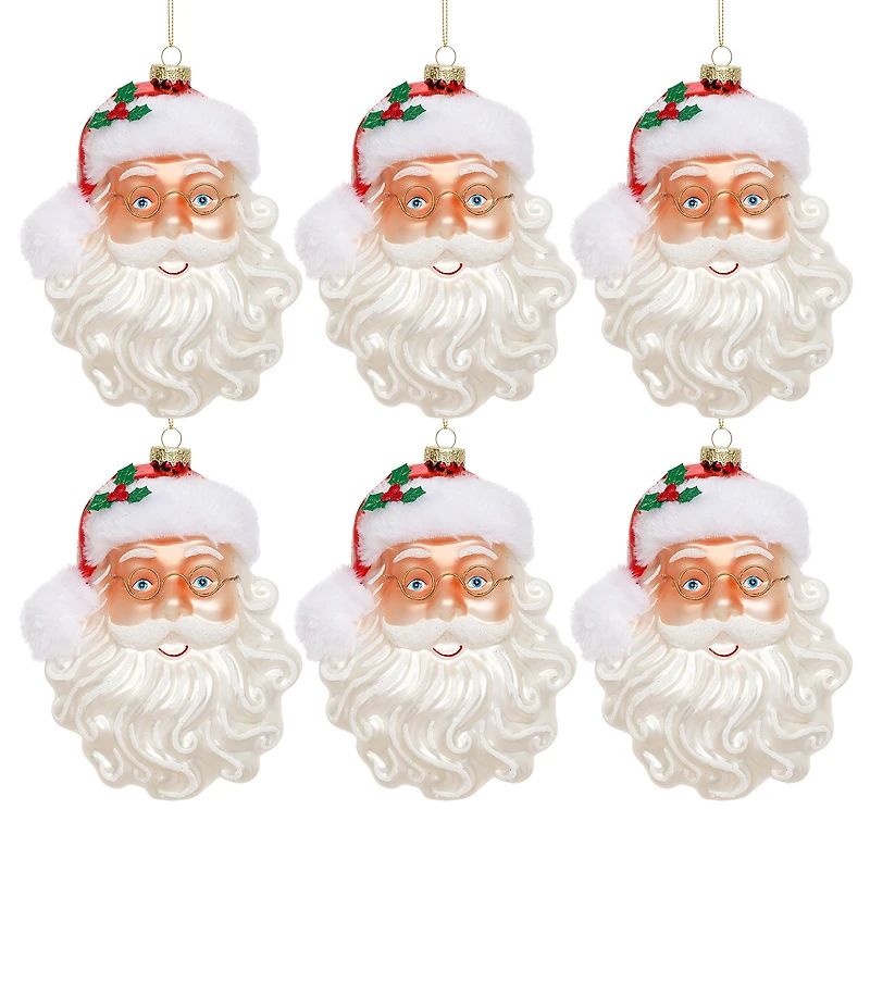 Mark Roberts Jolly Santa Head Ornament Set of 6