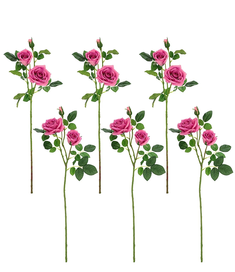 Mark Roberts Luscious Garden Rose Natural Touch Stems, Boxed Set of 6