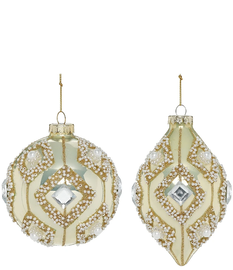 Mark Roberts Pearl Bead Diamond Ornament, Box Of 6