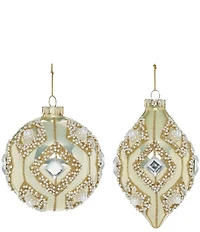 Mark Roberts Pearl Bead Diamond Ornament, Box Of 6