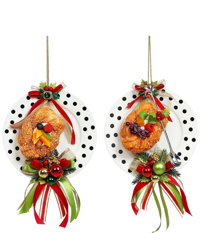 Mark Roberts Plate Polka Dots With Sweet Ornaments, Set of 2