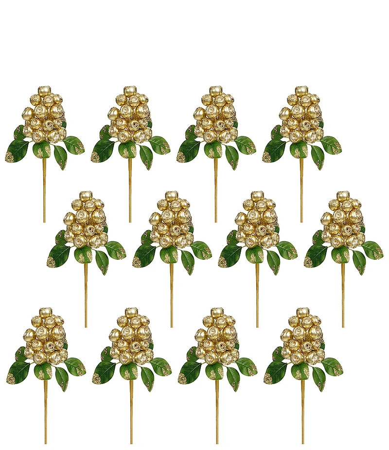 Mark Roberts Pod Berry Cluster Gold Pick Set Of 12