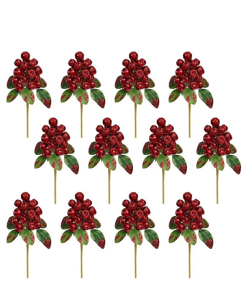 Mark Roberts Pod Berry Cluster Red Pick Set Of 12