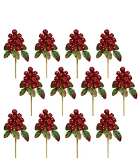 Mark Roberts Pod Berry Cluster Red Pick Set Of 12