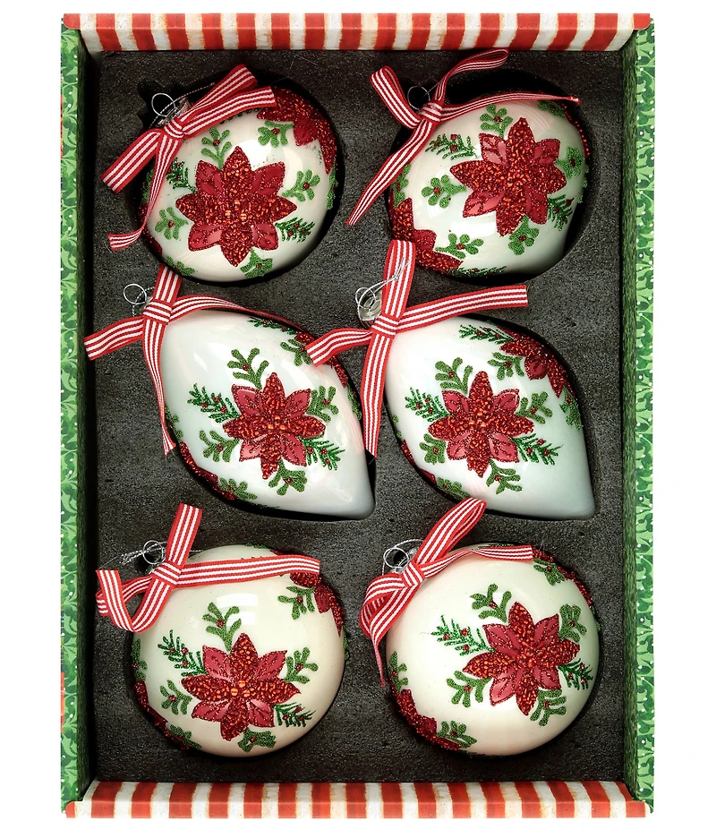 Mark Roberts Poinsettia Bow Ornament Box Of 6