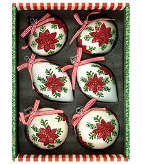 Mark Roberts Poinsettia Bow Ornament Box Of 6