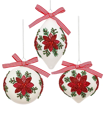 Mark Roberts Poinsettia Bow Ornament Box Of 6