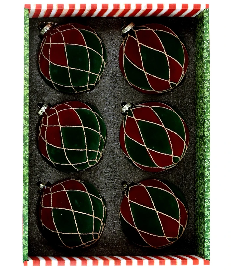 Mark Roberts Regal Diamond Velvet Ornament, Box Of 6