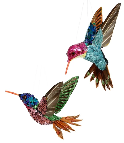 Mark Roberts Sequined Multi Color Hummingbird, Set Of 12