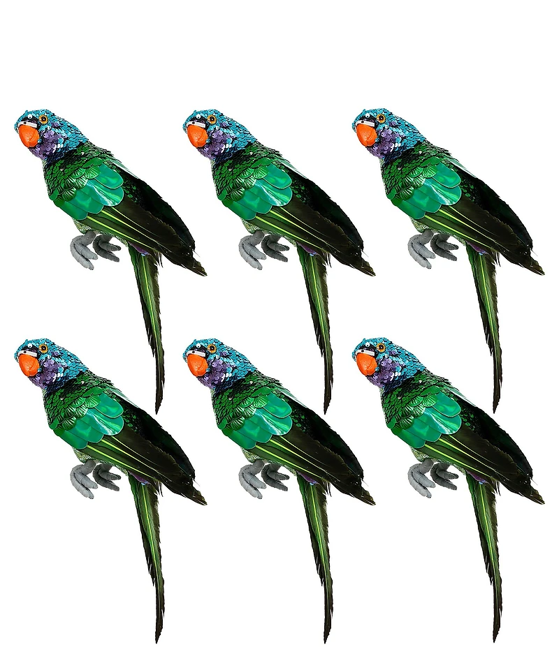 Mark Roberts Sequined Parrot Decor Small Set Of 6