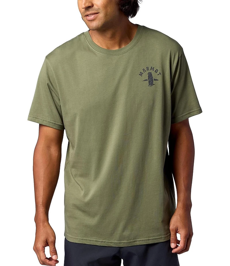 Marmot Circle Critter Graphic Stretch Short Sleeve Ribbed Crew Neck T-Shirt