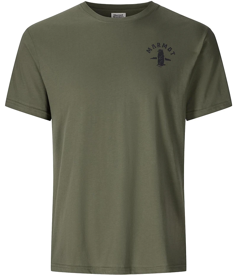 Marmot Circle Critter Graphic Stretch Short Sleeve Ribbed Crew Neck T-Shirt
