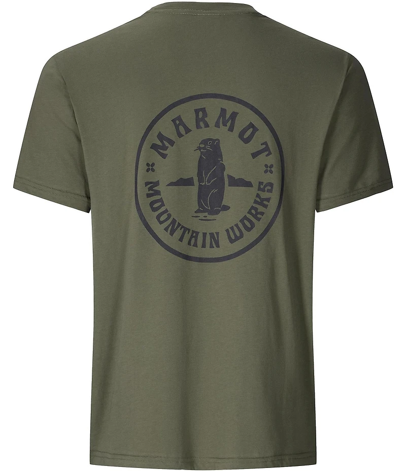 Marmot Circle Critter Graphic Stretch Short Sleeve Ribbed Crew Neck T-Shirt