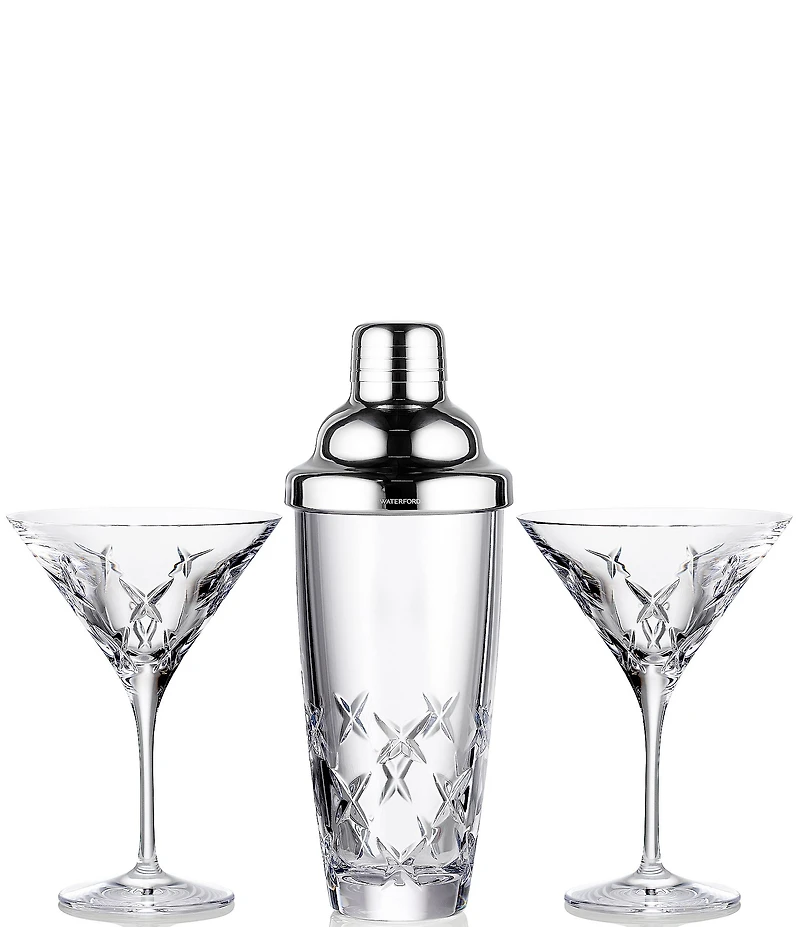Marquis by Waterford Riverdale Collection Crystal Cocktail Shaker & 2 Glass, Set of 3