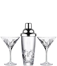 Marquis by Waterford Riverdale Collection Crystal Cocktail Shaker & 2 Glass, Set of 3