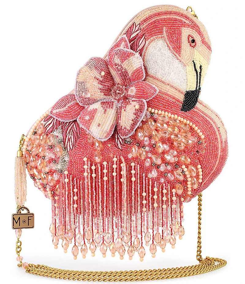Mary Frances A Leg To Stand On Flamingo Beaded Crossbody Bag