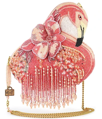 Mary Frances A Leg To Stand On Flamingo Beaded Crossbody Bag