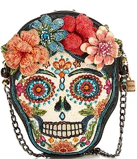 Mary Frances Bella Noche Beaded Rhinestoned Skull Crossbody Bag
