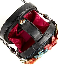 Mary Frances Bella Noche Beaded Rhinestoned Skull Crossbody Bag